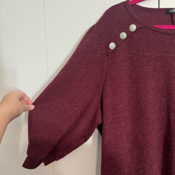 NWT. Cure Women's Ribbed Sweater Size 3X. Maroon color long sleeve sweater - Picture 6 of 12